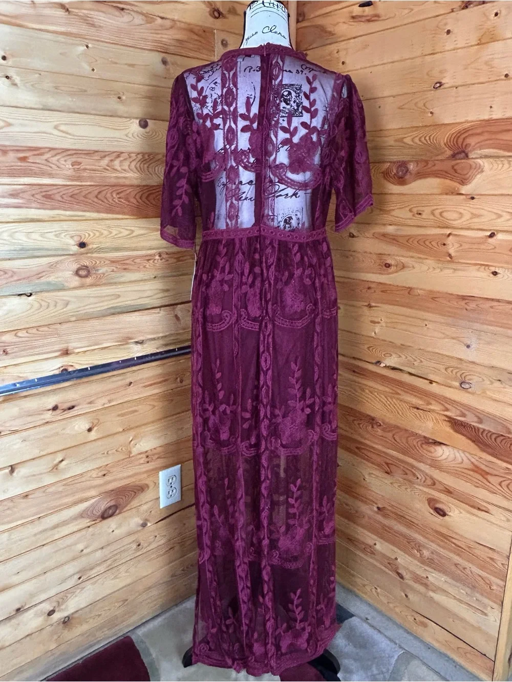 Haute Monde Dresses | Haute Monde Burgundy Sheer Lace Maxi Dress | Color: Red | Size: L | Morcutt1's Closet Haute Monde Dresses | Haute Monde Burgundy Sheer Lace Maxi Dress | Color: Red | Size: L | Morcutt1's Closet